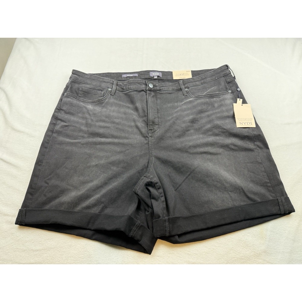 NYDJ Denim Bermuda Shorts Women 24W Black Lift Tuck Stretch NWT